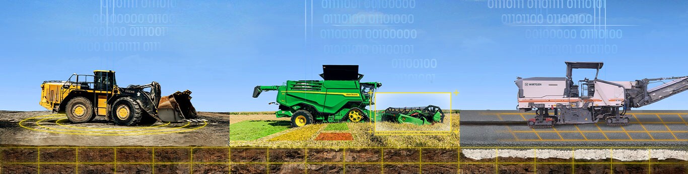 Drei landwirtschaftliche Anbaugeräte