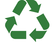 Grünes Symbol des Recycling-Logos mit drei Pfeilen