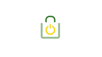 Icon einer Einkaufstasche mit überlagertem Stromsymbol